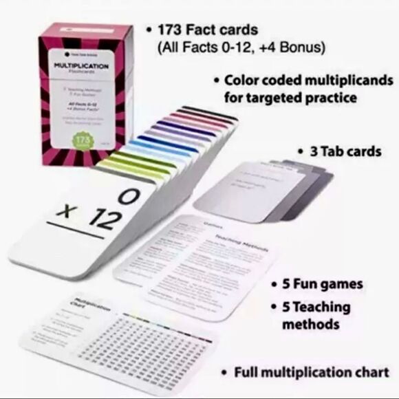 Think Tank Scholar 173 Multiplication Flash Cards | All Facts 0-12 Color Coded. - Picture 1 of 8
